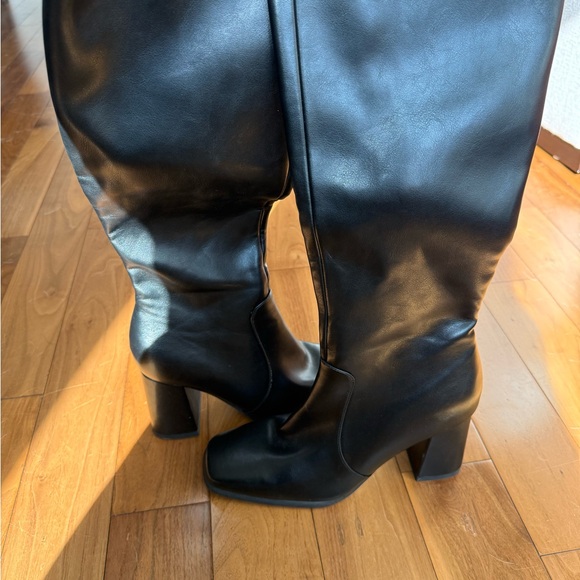 Over-the-Knee Black Block Heel Boots for Women - Picture 3 of 8